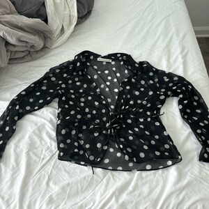 Abercrombie Tie Front Sheer Blouse